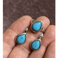 Кольцо и серьги бирюза серебро 925 Комплект кольцо р 17