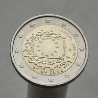 Литва 2 евро 2015 30 лет флагу Европейского союза