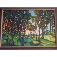 Картина масло двп пейзаж 2004 море и сосны художник Медзько автограф есть авторская