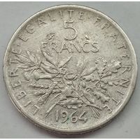 5 франков Франция 1964г серебро