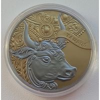 Телец, 1 рубль 2014, NiCu, #BelCoinArt gilded version