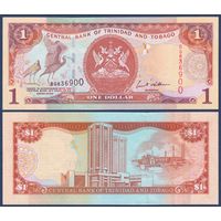Тринидад и Тобаго, 1 доллар 2002 г., P-41 (BQ, алый ибис, здание центробанка), UNC
