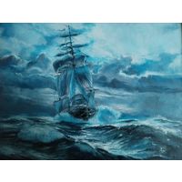 Холст, масло, "Море", 50x40см.