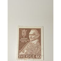 Марка Швеция 1966 год столетию со дня рождения Натана Сёдерблома (1866–1931), шведского богослова и лауреата Нобелевской премии мира 1930 года.