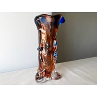 Ваза цветное стекло Zemek Чехословакия винтаж 26см