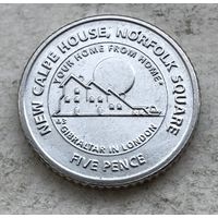 Гибралтар 5 пенсов 2018 - Дом Гибралтара в Лондоне (отметка АВ)