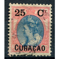 Нидерландские колонии - Кюрасао - 1901/02г. - королева Вильгельмина, надпечатка 25 с - 1 марка - гашёная [Mi 33]. #3-WB-101-A-1