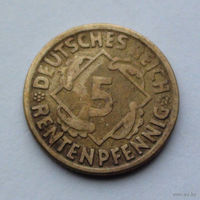 Германия 5 рентенпфеннигов, 1924 D