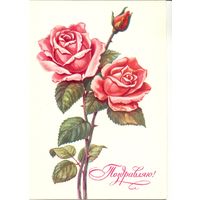 Подписанная двойная открытка СССР. Автор не указан. 1981