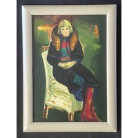 Щемелев Л.Д "Студентка", 1980г. Картон, масло. Размер с родной рамой 56х41,5см.