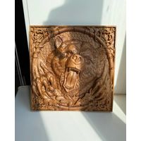 Панно резное из дуба Медведь