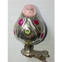 Игрушка на ёлку ,  Матрёшка , винтаж , стекло , СССР .