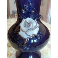 Ваза старинная большая кобальт, позолота