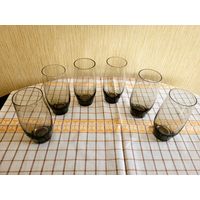 Стаканы, дымчатое стекло, винтаж, 6 шт. одним лотом.