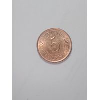 Маврикий 5 центов  2007 года .