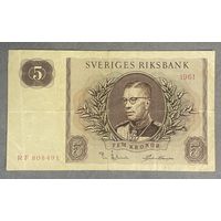 Банкнота Швеция 5 крон 1961 год - Густав VI Адольф