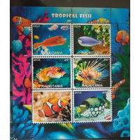 Блок  РЫБЫ МОРСКИЕ ОБИТАТЕЛИ ФАУНА   MNH