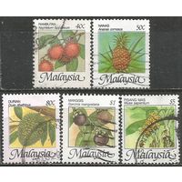 Малайзия. Фрукты. 1986г. 5 марок.