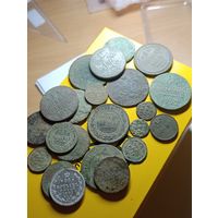 Лот монет РИ,медь,серебро,(не чищены)