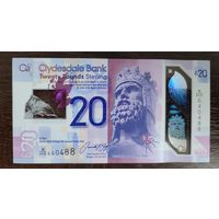 Шотландия 20 фунтов 2019 год Clydesdale Bank полимер UNC