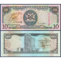 Тринидад и Тобаго, 10 долларов 2002 г., P-43 (AU, краснохвостая чачалака), UNC