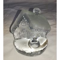 Подсвечник - пресс-папье "Домик", матированное стекло, НЕМАН? СССР