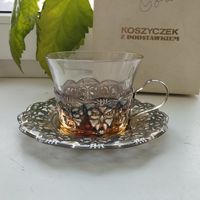 Подстаканник мельхиоровый и стакан. СССР