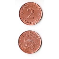 2 сантима Латвия  2000 год