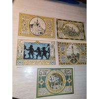 Нотгельды номиналом 50 пфениннгов , 1921 года, город Кольдиц, Саксония, Германия.