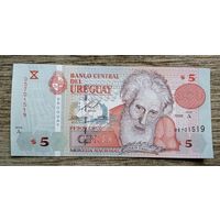 Werty71 Уругвай 5 песо 1998 аUNC банкнота 1 2