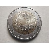 2 ЕВРО, АВСТРИЯ (Общеевропейская серия - 30 лет флагу Европы) UNC тираж 2 500 000
