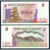 Зимбабве 5 долларов 1997 год, UNC