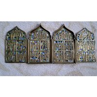 Складень меднолитой Двунадесятые Праздники.  Родион Хрусталев!!!