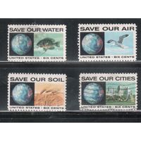 США-1970, (Мих.1012-1015),  **/ гаш. ,  Экология, Фауна, Флора (полная серия)