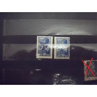 1939 СССР 2 марки Загорский 608 оттенки цвета следы от наклеек авиация летчик парашютист самолет