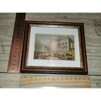 Гравюра с видом на Дворец Дождей в Венеции, размер рамы 15*13 см.