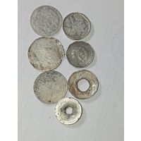 Сборный лот ( убитых  ) монет Российской Империи  , серебро
