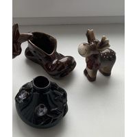 Керамические фигурки;подсвечник, ослик и башмак СССР1960-1970гг.