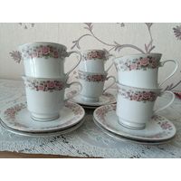 Чайные пары фарфор 6 штук одним лотом