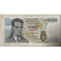 Банкнота 20 франков 1964 год. Бельгия. С рубля без МЦ