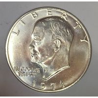 С рубля без мц! 1 доллар 1971 США Эйзенхауэр серебро ярчайшая!