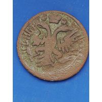 ДЕНГА 1731 г. Анна Иоановна. ПЕРЕЧЕКАН с копейки ПЕТРА I. Без мц.