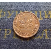 1 пфенниг 1981 (G) Германия ФРГ #06 XF