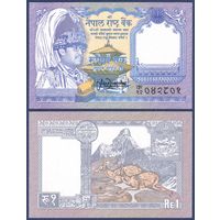 Непал, 1 рупия 1991-2000 г, P-37(2) (король Бирендра Бир Бикрам, храм Пашупатинатх, кабарги), UNC