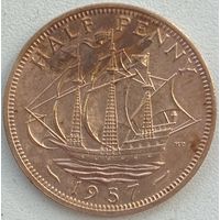 Великобритания 1/2 пенни 1957 г.