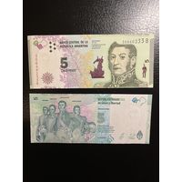 Аргентина 5 песо 2015г.(UNC)