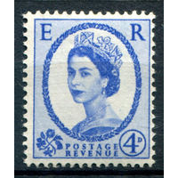 Великобритания - 1955/57г. - королева Елизавета II, 4 P - 1 марка - MNH [Mi 288]. #3-GB-101-A-1