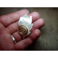С рубля без мц. красивая брошь под перламутр, 5х2.3см.