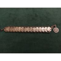 Винтажный сувенирный браслет из Франции с изображением Эйфелевой башни и других достопримечательностей Парижа  ,  коллекционный объект 1950-х годов.