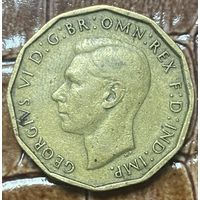 Монета 3 пенса 1945 год. Великобритания. Георг IV